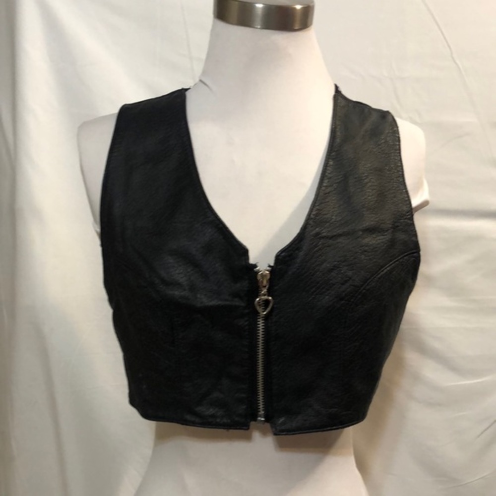 USA Extreme Biker Black Leather Vest